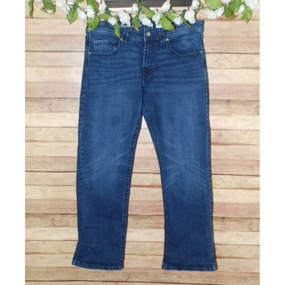 TX AXEL Mens Dark Wash Blue Jeans Size 34X32 Slim Boot Cut Western Casual - Picture 1 of 11